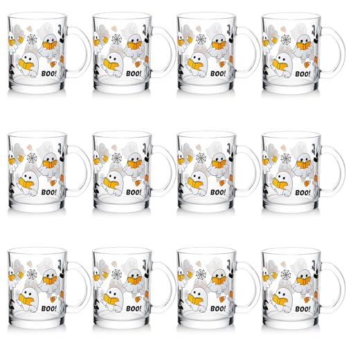 12 Pcs Halloween Ghost Glass Mugs 12 oz M8250