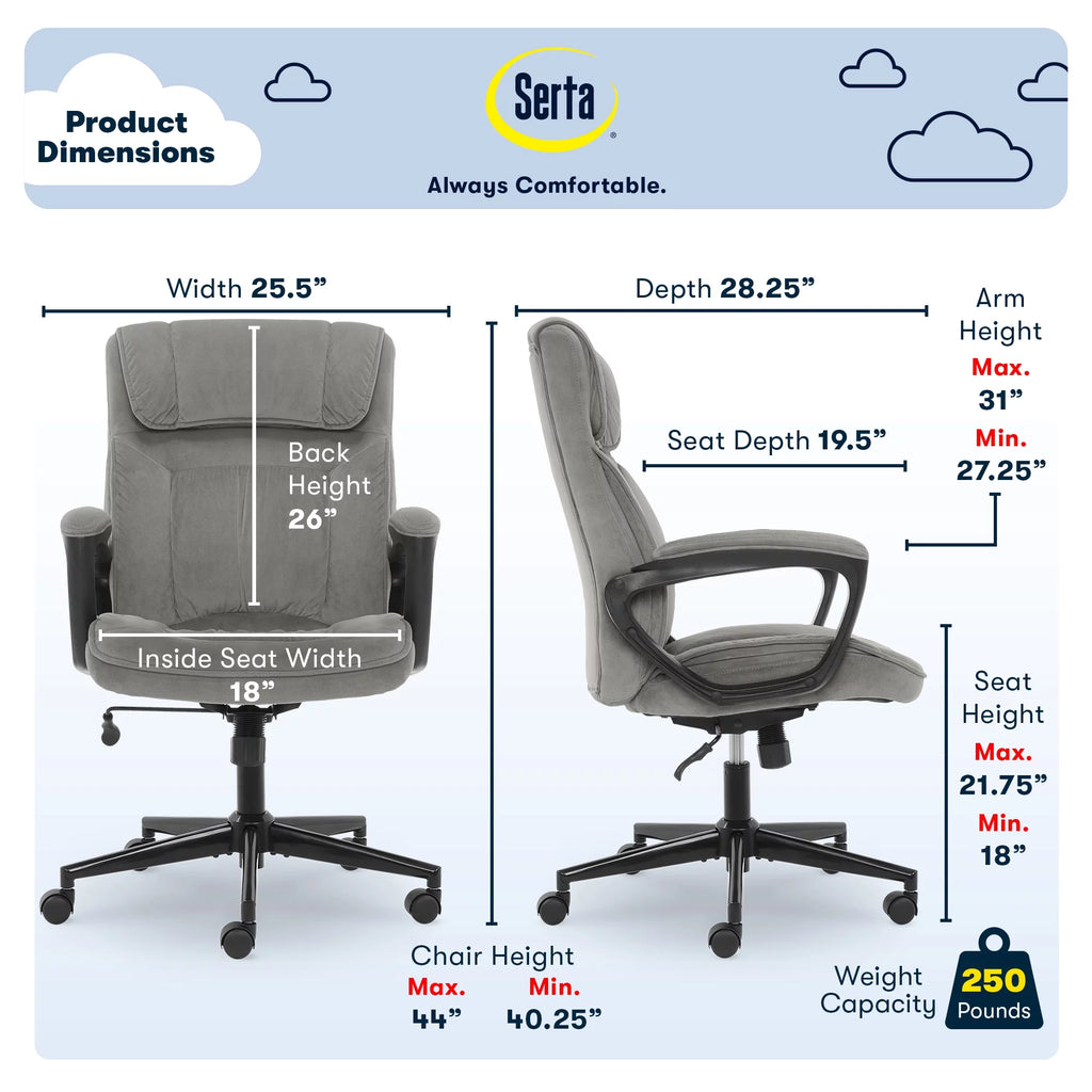 Gray Microfiber High Back Executive Office Chair with Arms I5251