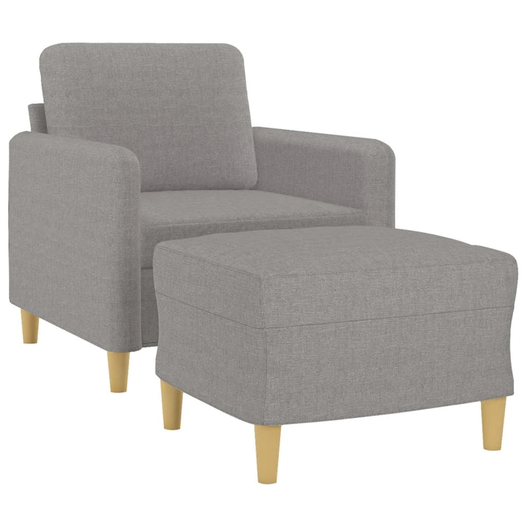 Light Gray Fabric Sofa Chair with Footstool D764743
