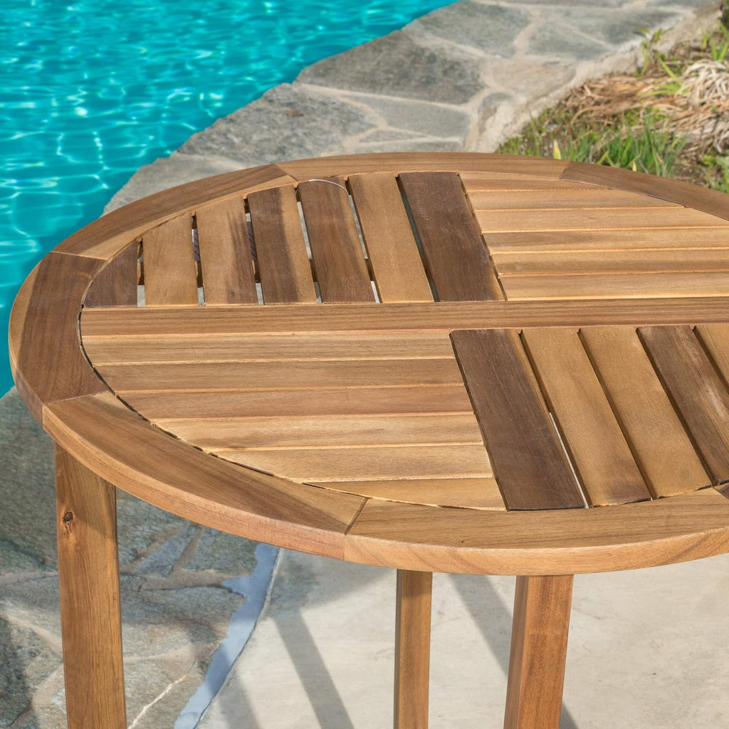 Round Accent Table Teak Finish S449