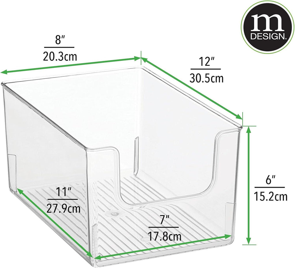 Clear 2 Pack Plastic Open Front Storage Organizer Bin B956