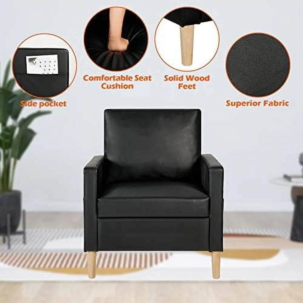 Black Faux Leather Accent Arm Chair X5672