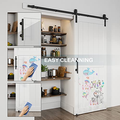 48''x84'' White H-Frame Sliding Barn Door with Hardware Kit N830