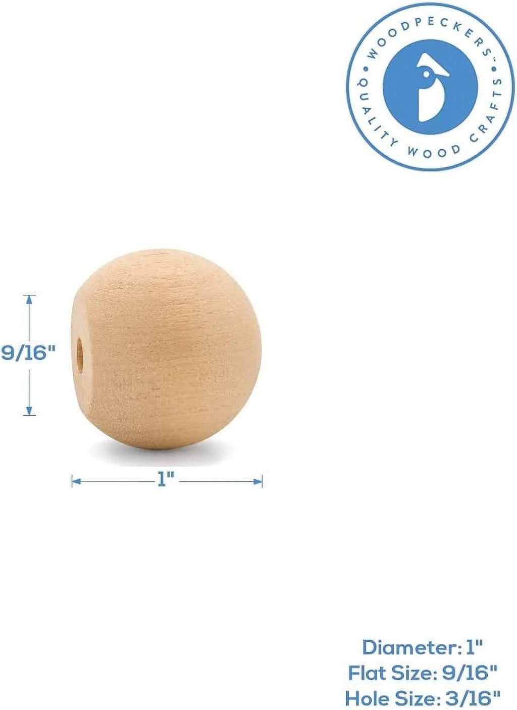 Unfinished Wood Ball Knobs 1 inch Pack of 25 E7618