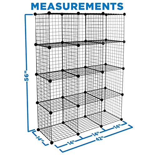 12-Cube Black Metal Wire Storage Organizer T683408