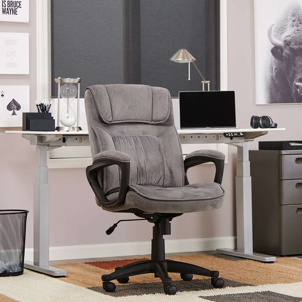 Gray Microfiber High Back Executive Office Chair with Arms I5251
