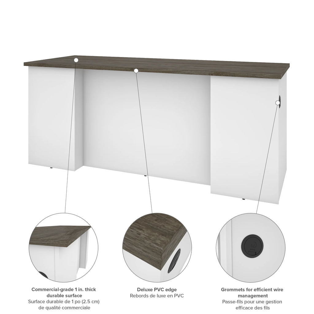 71W Desk Shell in Walnut Grey & White K290
