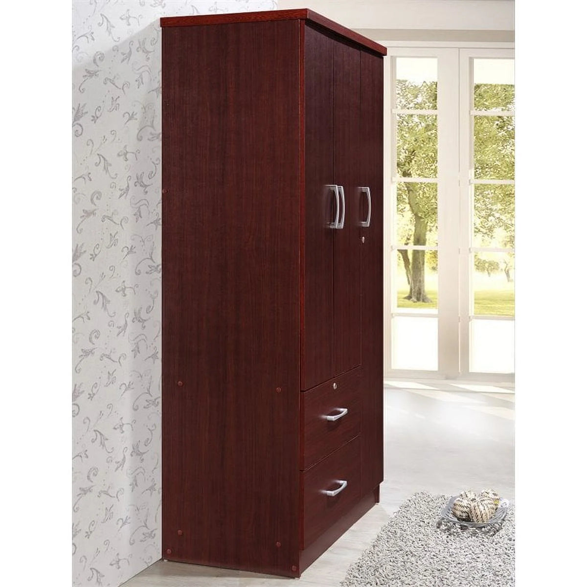 3 Door Armoire with 2 Drawer in Mahogany M6277