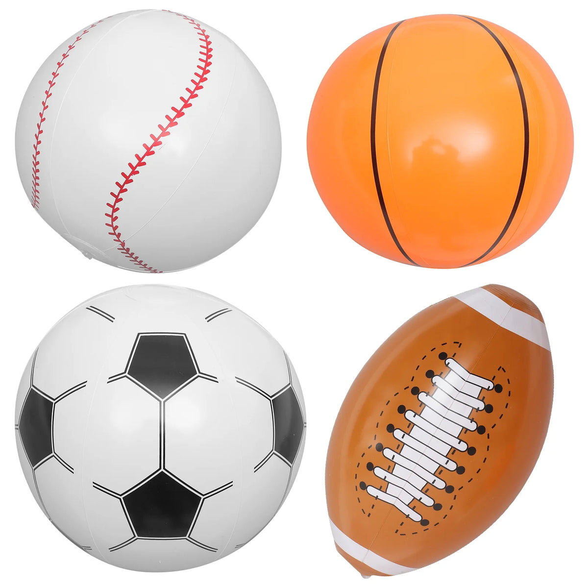 Inflatable Beach Ball Set of 4 Soccer Basketball Baseball M957571