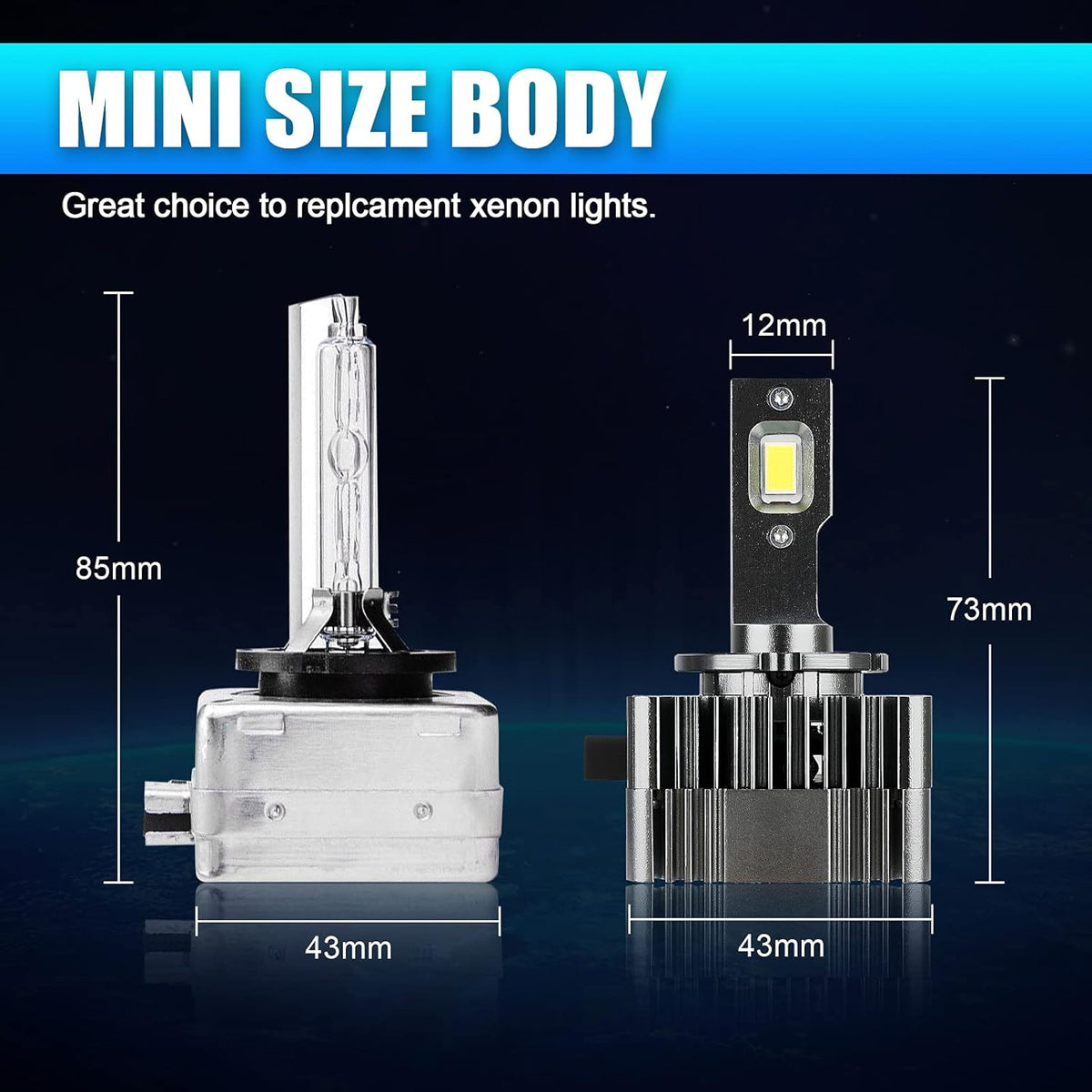 2 PCS 6000K White LED Headlight Bulbs K40303