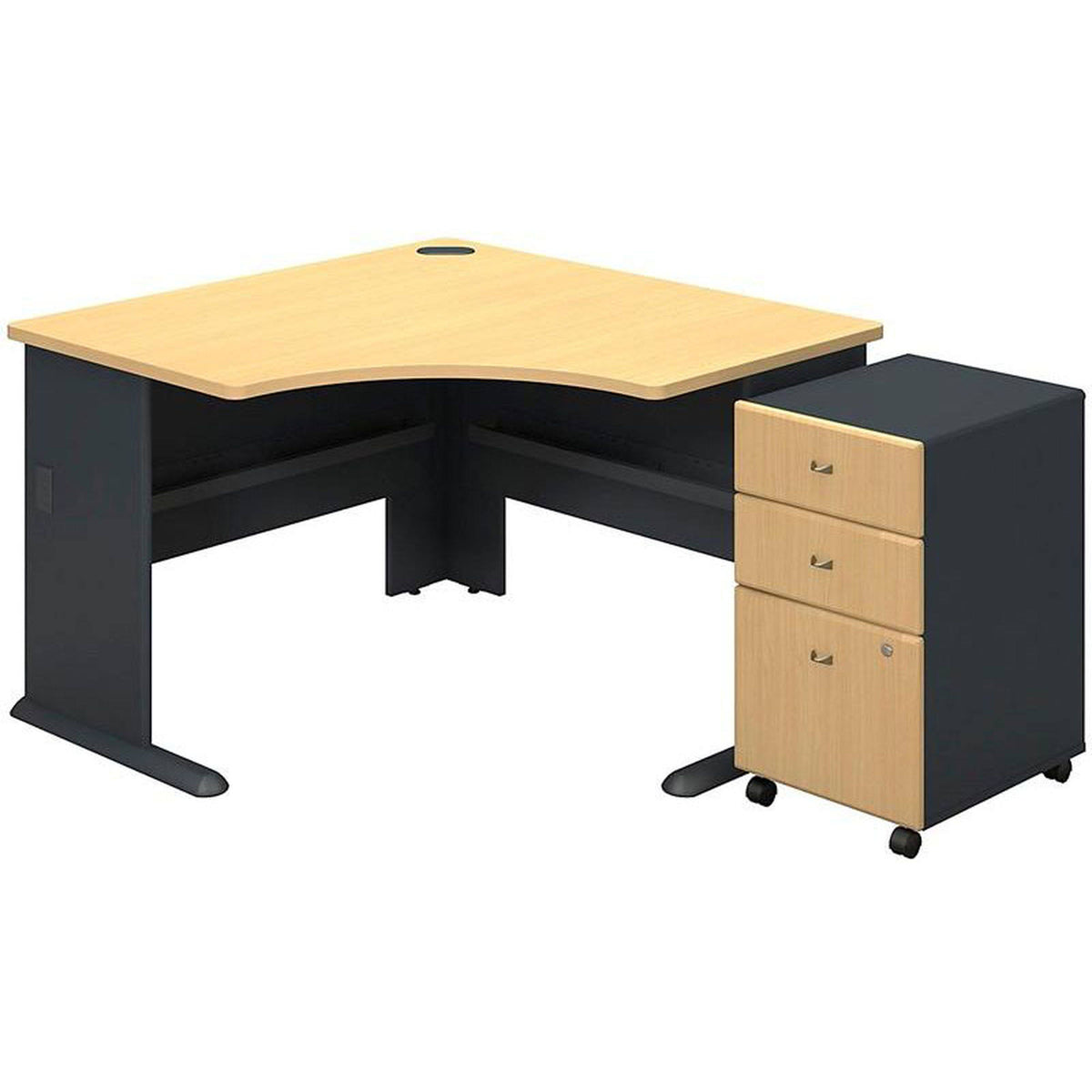 48 in. Corner Desk with Mobile File Cabinet - Beech H985961