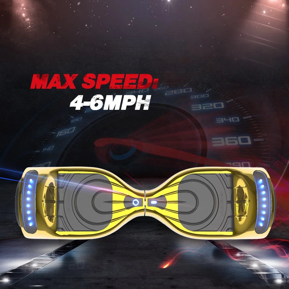Chrome Gold Self Balancing Electric Scooter Hoverboard with Bluetooth Speaker O773762