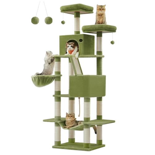 81.1-Inch Multi-Level Plush Cat Tree with Scratching Posts R156