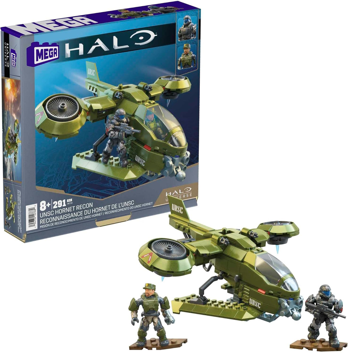 291 Piece UNSC Hornet Recon Aircraft Building Set with 2 Micro Action Figures T655