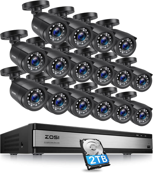 1080p 16 Channel Security Camera System with 2TB Hard Drive and 16 Bullet Cameras W315918