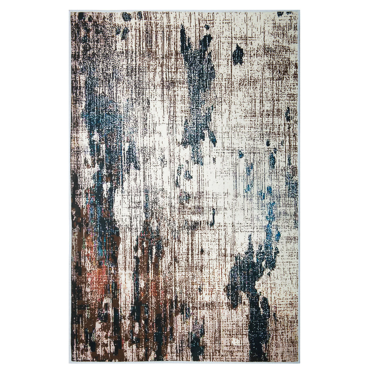 Modern Abstract Cream Blue Area Rug I832