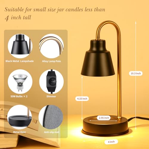 Candle Warmer Lamp with Timer & Dimmer, Electric Candle Warmer Adjustable Height/Heat with 2 Bulbs X171071