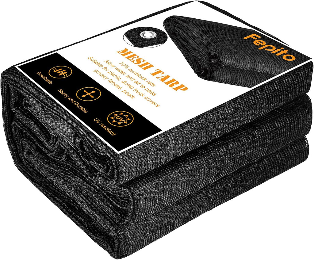 Black Heavy-Duty Mesh Tarp 10ftx20ft Pack of 2 K68860