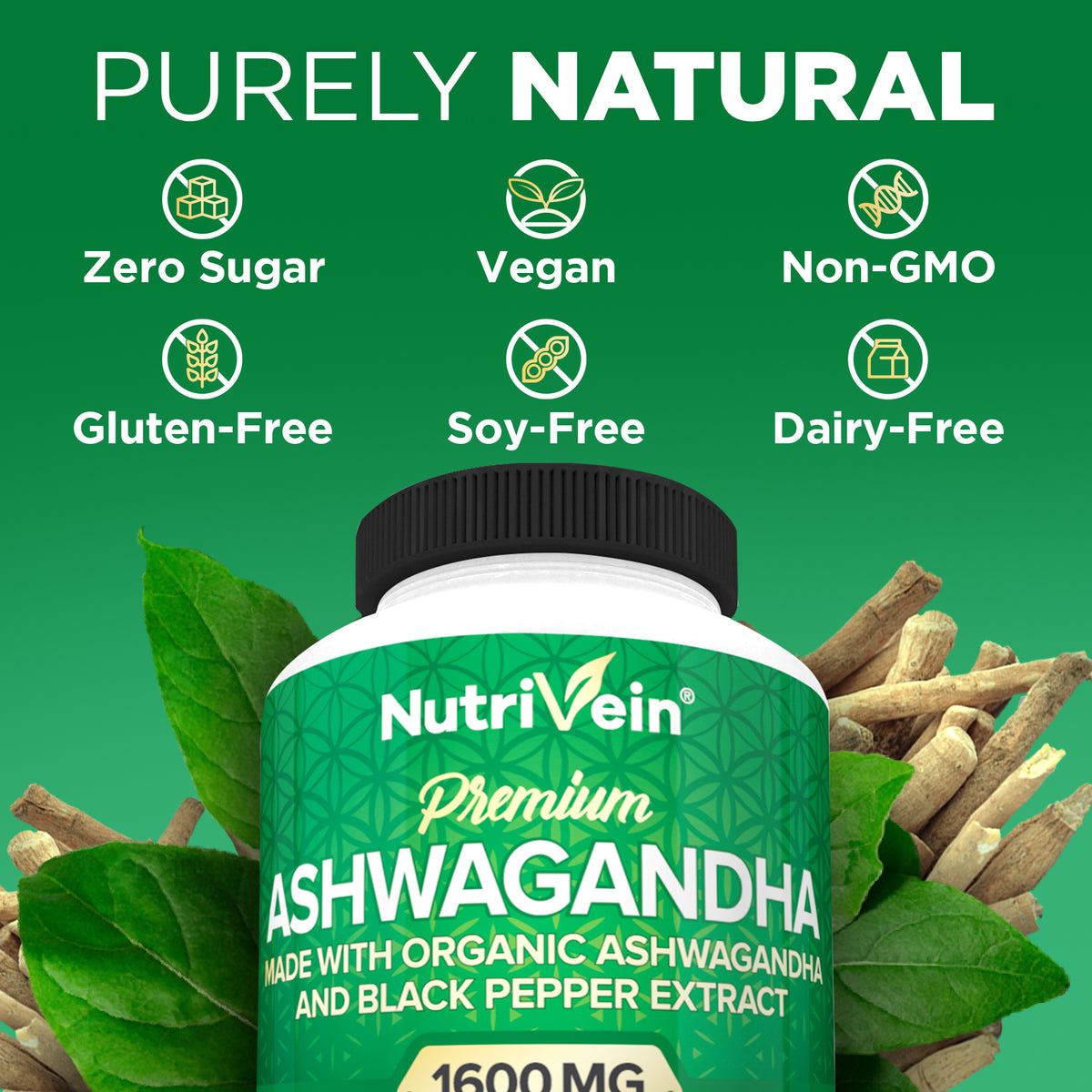 Organic Ashwagandha Capsules 1600mg 120 Vegan Pills O486052