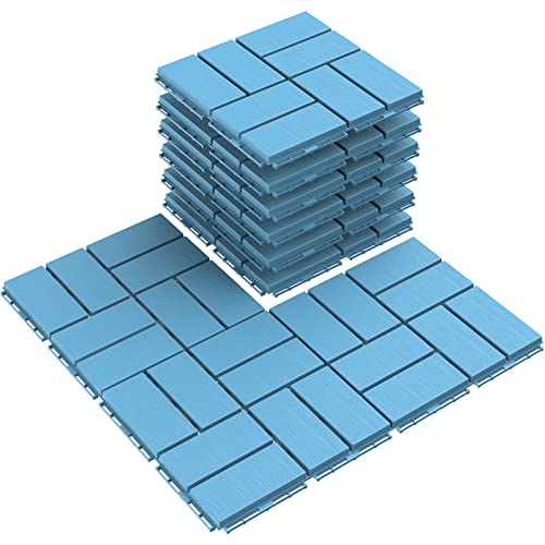 9 Pack 12"x12" Blue Plastic Interlocking Deck Tiles V2323