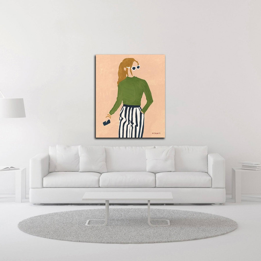 Green Mockneck Print on Canvas B54128