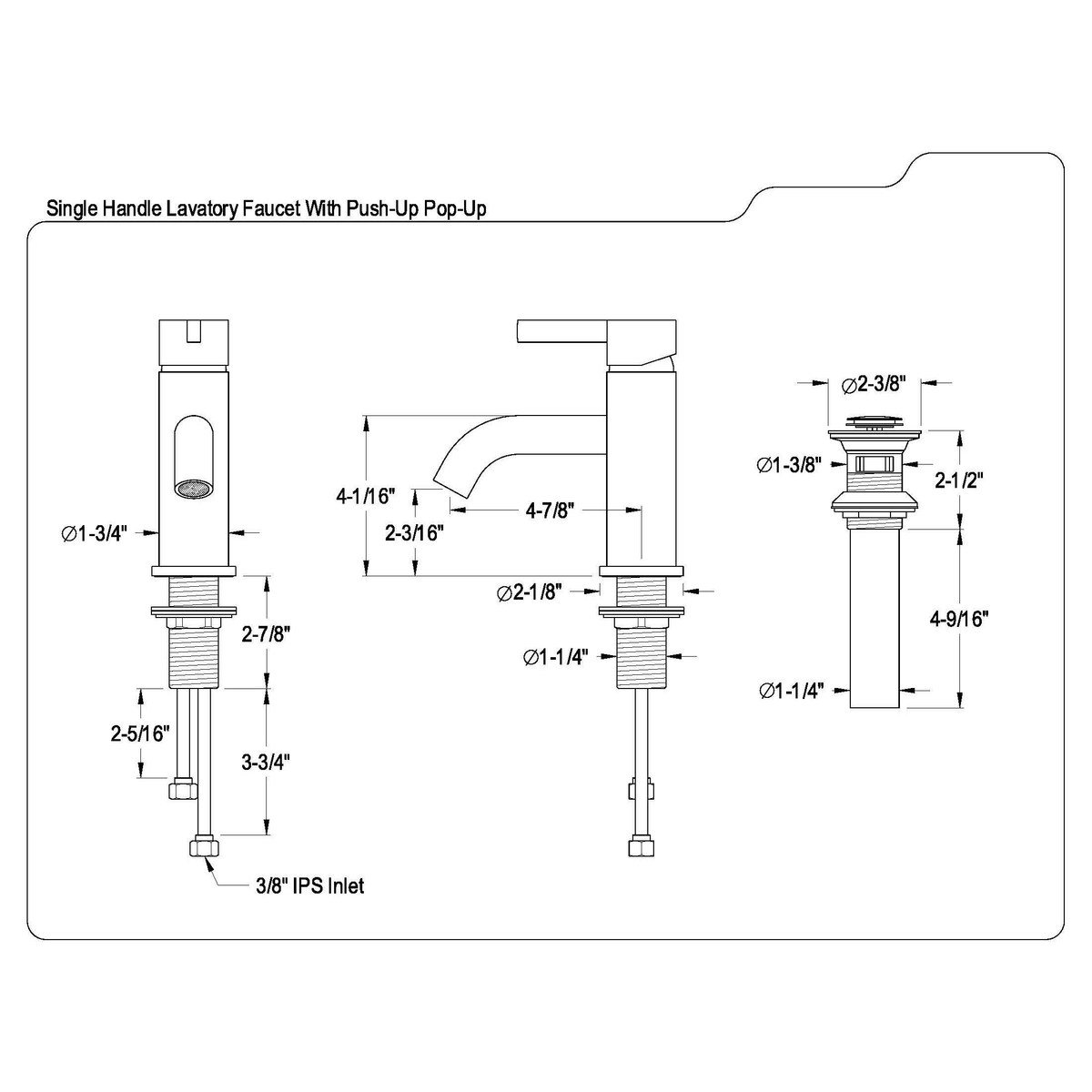 Single Handle Bathroom Faucet with Pop-Up Drain V647