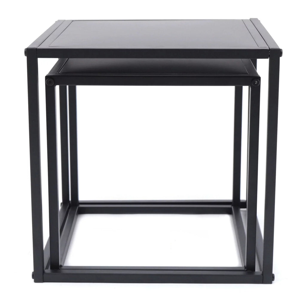 Square Coffee Table End Table Metal Side Table Matt Black R399059