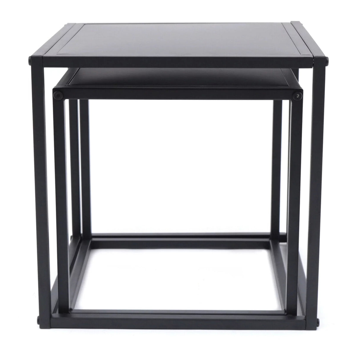 Square Coffee Table End Table Metal Side Table Matt Black R399059
