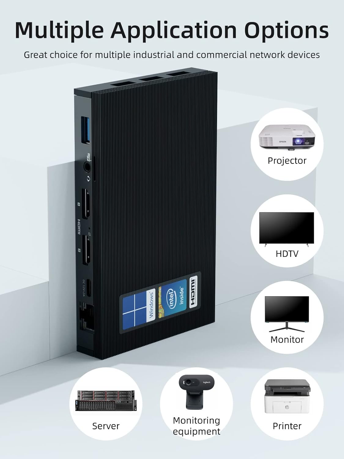 Fanless Mini PC 8G 256GB 4K Dual HDMI Gigabit Ethernet C6045