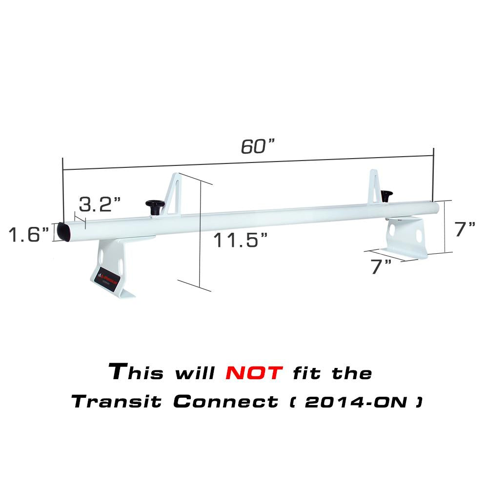 Aluminum 2 Bar Utility Drilling Van Roof Rack System with Ladder Stopper Gloss White W9007