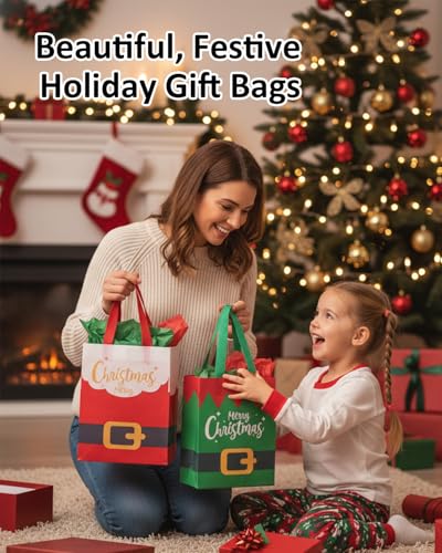 12PC Non-Woven Christmas Tote Bags with Handles L9830