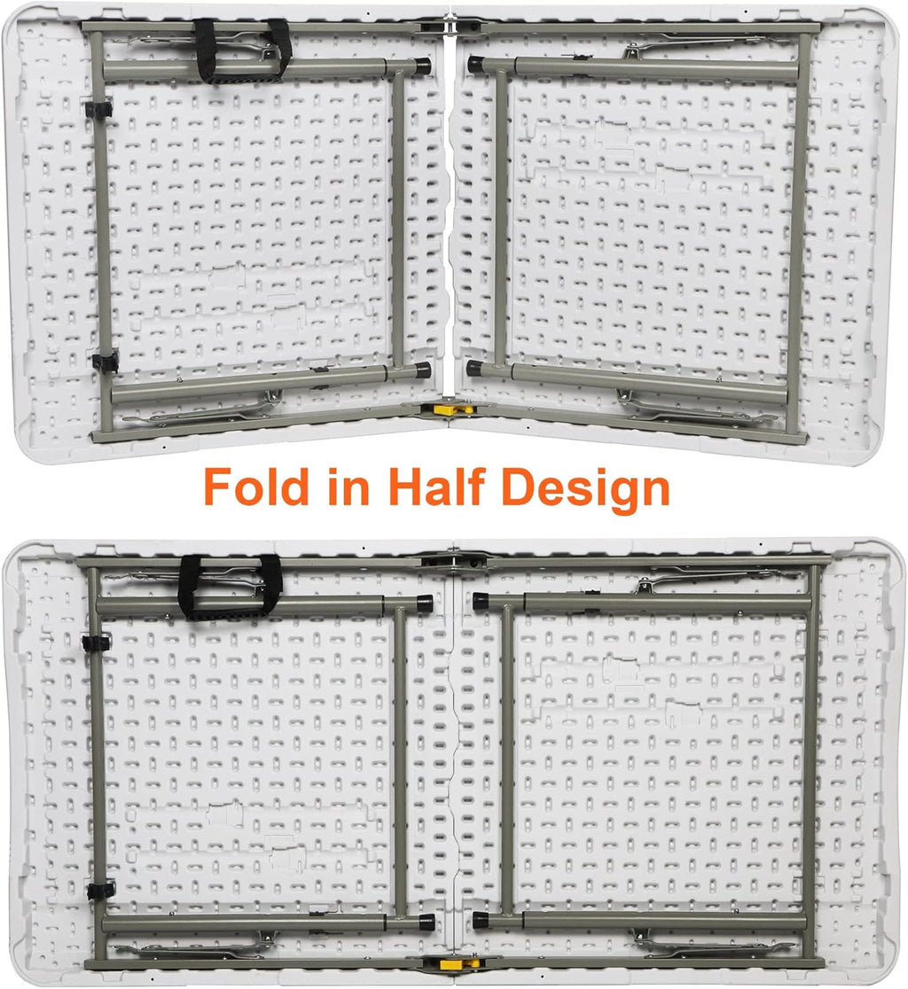 4ft Fold-in-Half Plastic Folding Utility Table Pack of 2 F97430