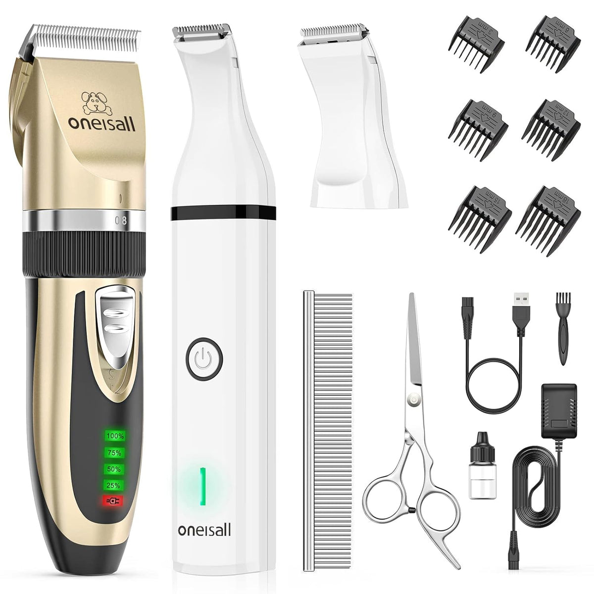 2 in 1 Low Noise Cordless Dog Clippers and Paw Trimmer Kit T201