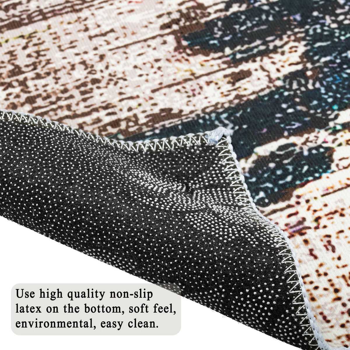 Modern Abstract Cream Blue Area Rug I832