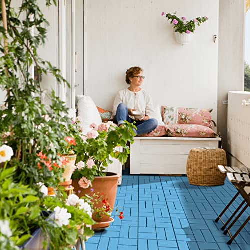 9 Pack 12"x12" Blue Plastic Interlocking Deck Tiles V2323
