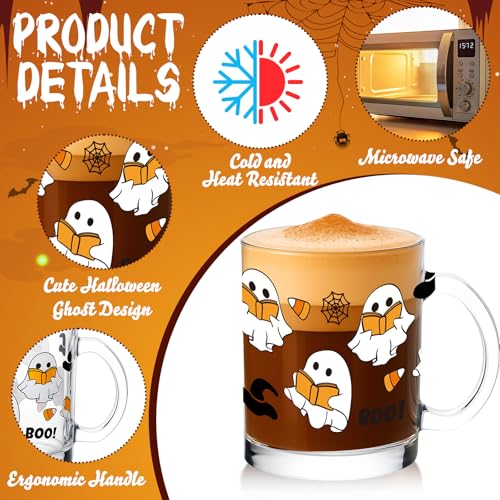 12 Pcs Halloween Ghost Glass Mugs 12 oz M8250