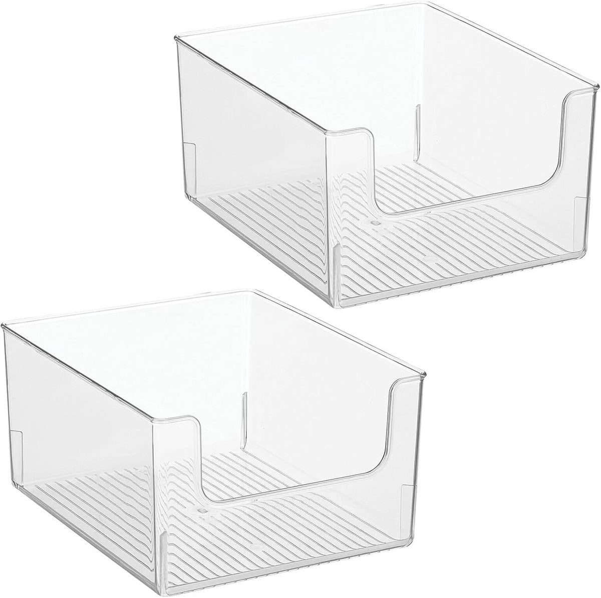 Clear 2 Pack Plastic Open Front Storage Organizer Bin B956