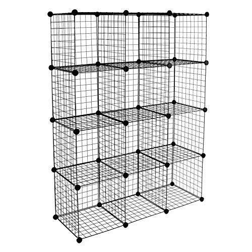 12-Cube Black Metal Wire Storage Organizer T683408