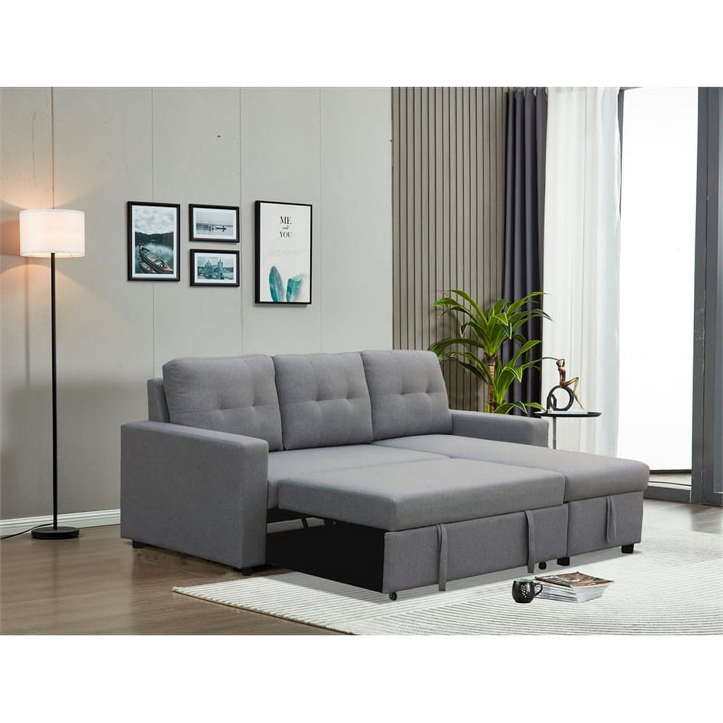 Gray Fabric Reversible Sleeper Sectional D9708