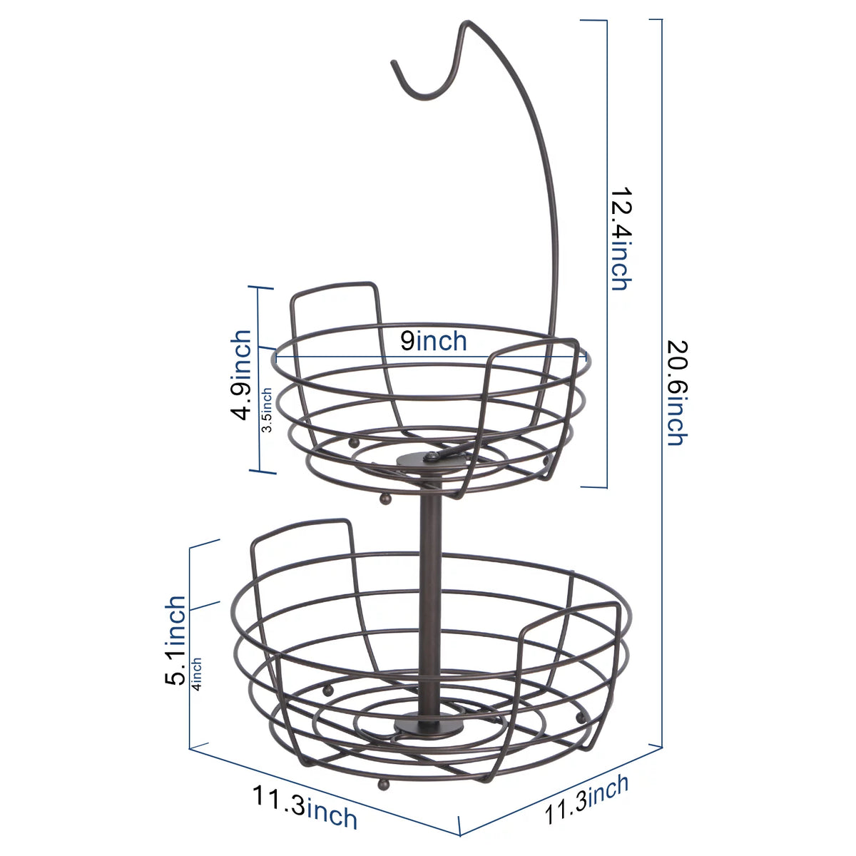 2 Tier Fruit Basket Bowl with Banana Holder Z1722