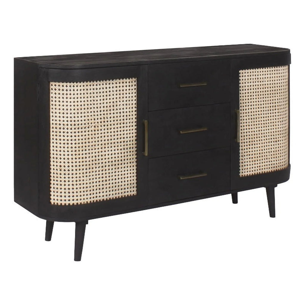 Black Natural 3-Drawer Wood Sideboard B699574