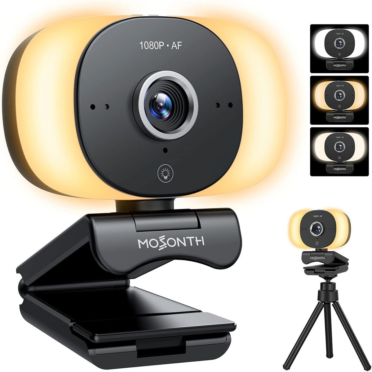 1080P Webcam with Microphone, Autofocus, Privacy Cover, Tripod C67777