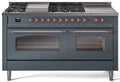 60 Dual Fuel Propane Gas Range Blue Grey Copper Trim X605