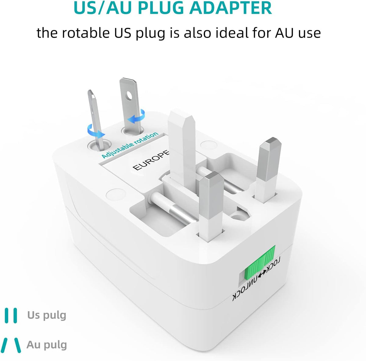 220v to 110v Voltage Converter Travel Adapter with 4-Port USB Charging, Pack of 2 X522