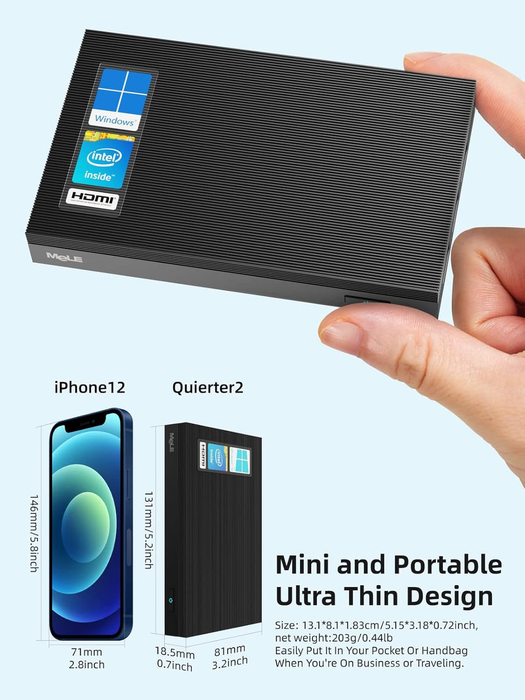 Fanless Mini PC 8G 256GB 4K Dual HDMI Gigabit Ethernet C6045