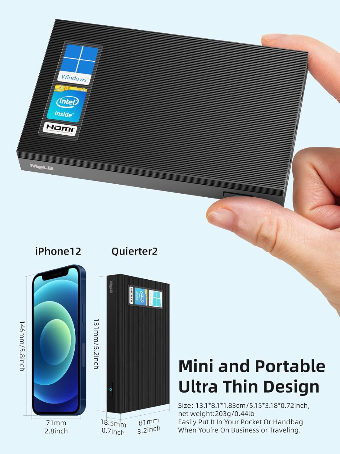 Fanless Mini PC 8G 256GB 4K Dual HDMI Gigabit Ethernet C6045