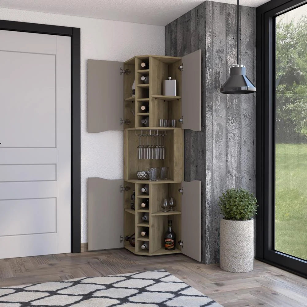 Corner Bar Cabinet Macadamia Taupe Engineered Wood U304
