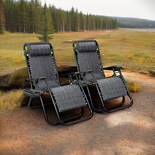 Zero Gravity Chair Outdoor Folding Lounge Chair with Pillow Grey L78545