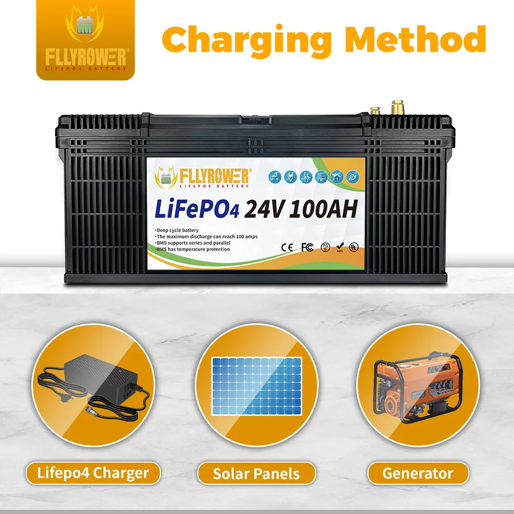 24V 100AH Lifepo4 Battery with BMS, 2 Pack M453366