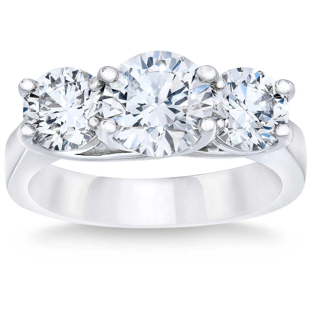 14k White Gold Three Stone Engagement Ring A690